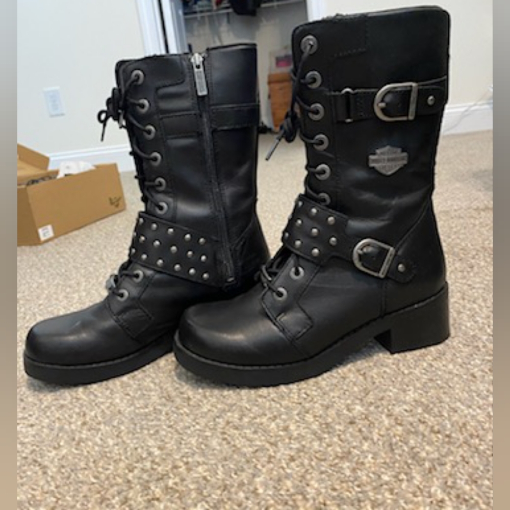 Black Harley Davidson Merrion Motorcycle Boots